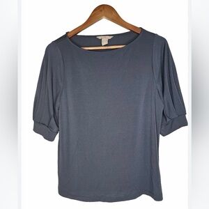 H&M Slate Blue Short Sleeve Crew Neck Top